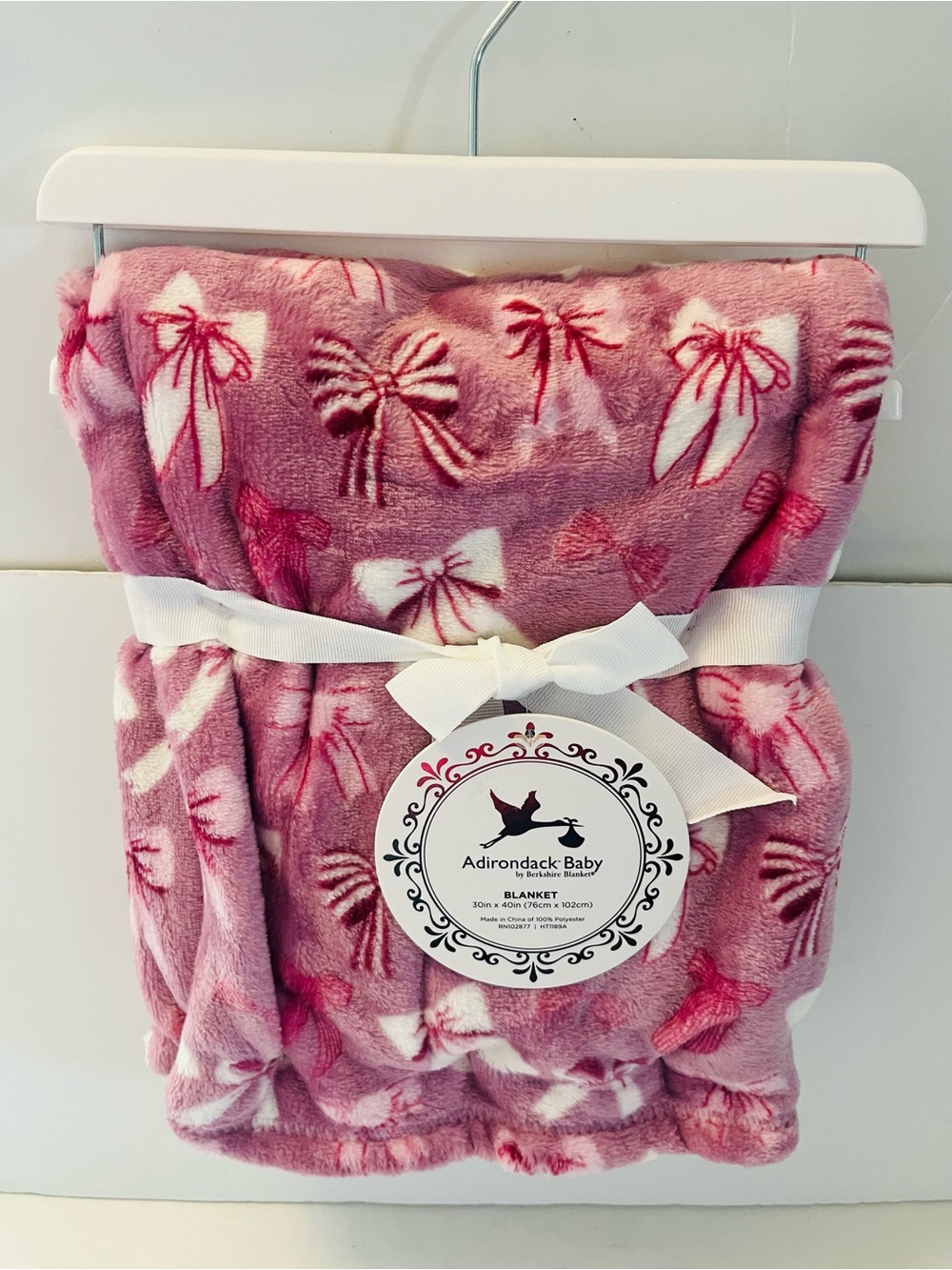 Adirondack Baby by Berkshire Blanket Purple Pink White Bows